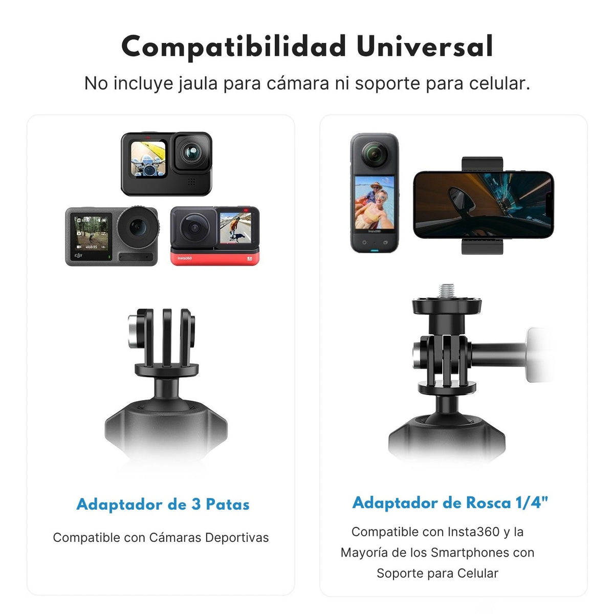 Soporte Manubrio 360° Moto Bici para Cámara Gopro DJI otras