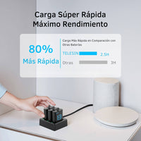 Cargador Triple con 2 Baterias para GoPro 13 Black Telesin