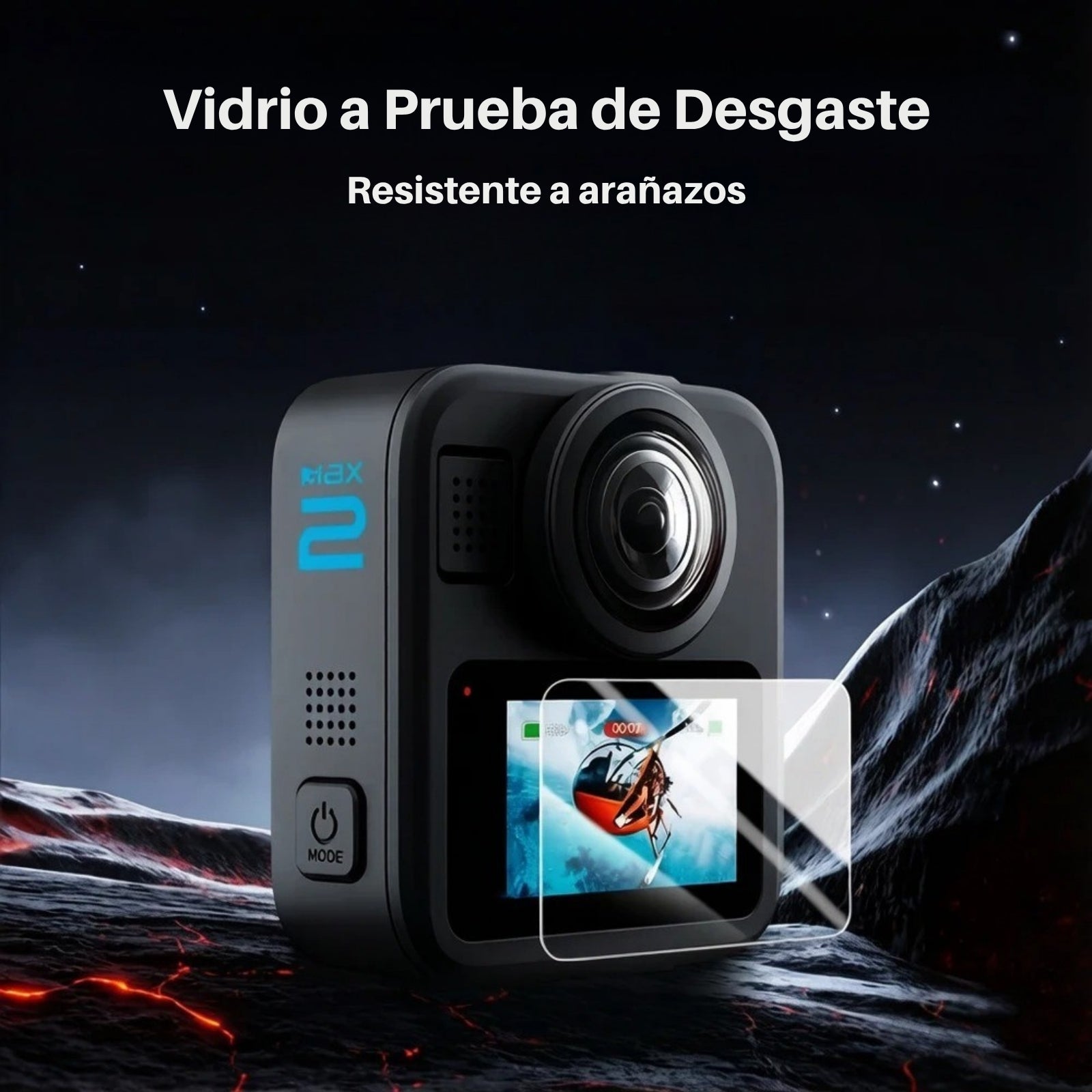 Lámina Protector Pantalla Vidrio 9H para Gopro Max 2