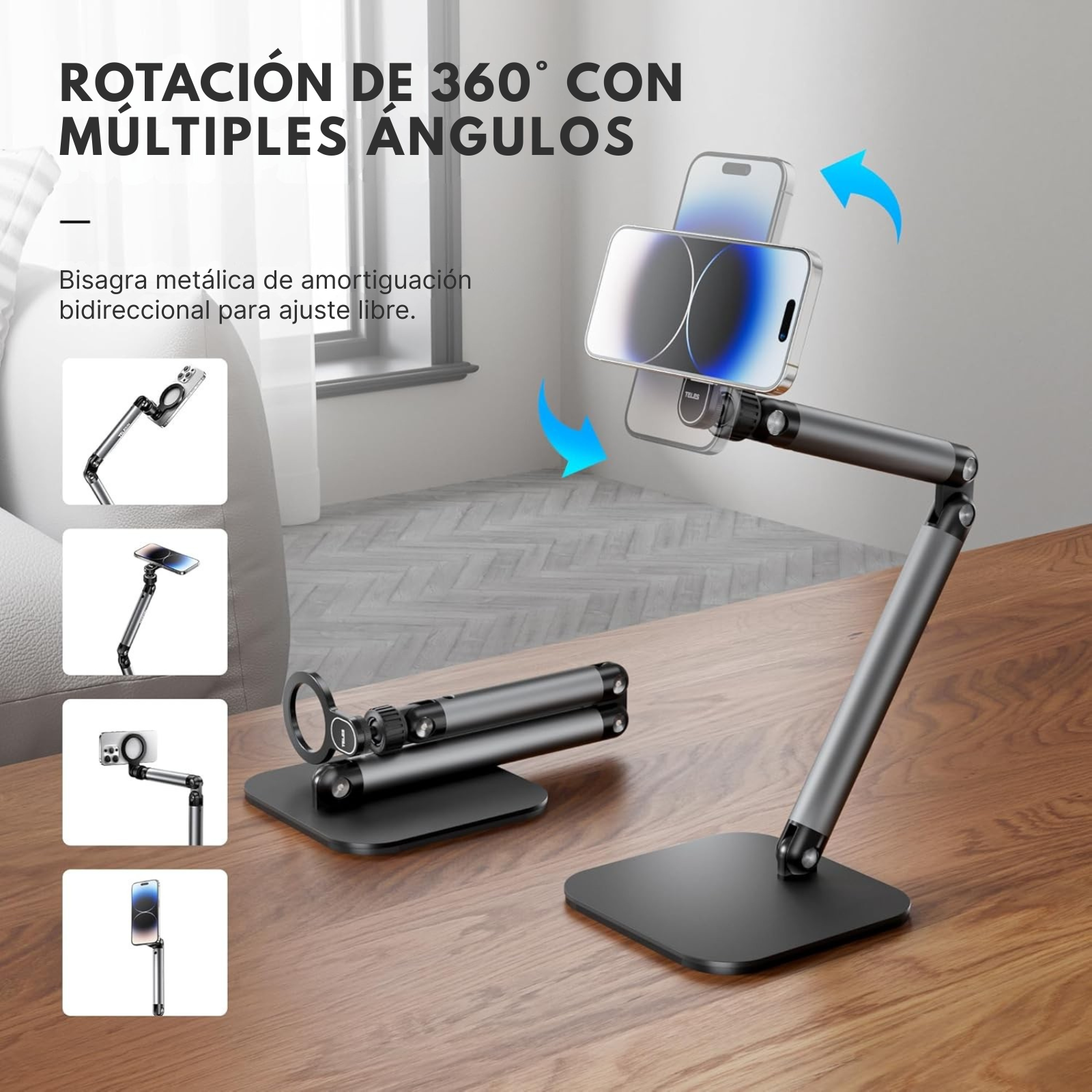 Soporte Mesa Magnético Pro para Celular Streaming Contenido