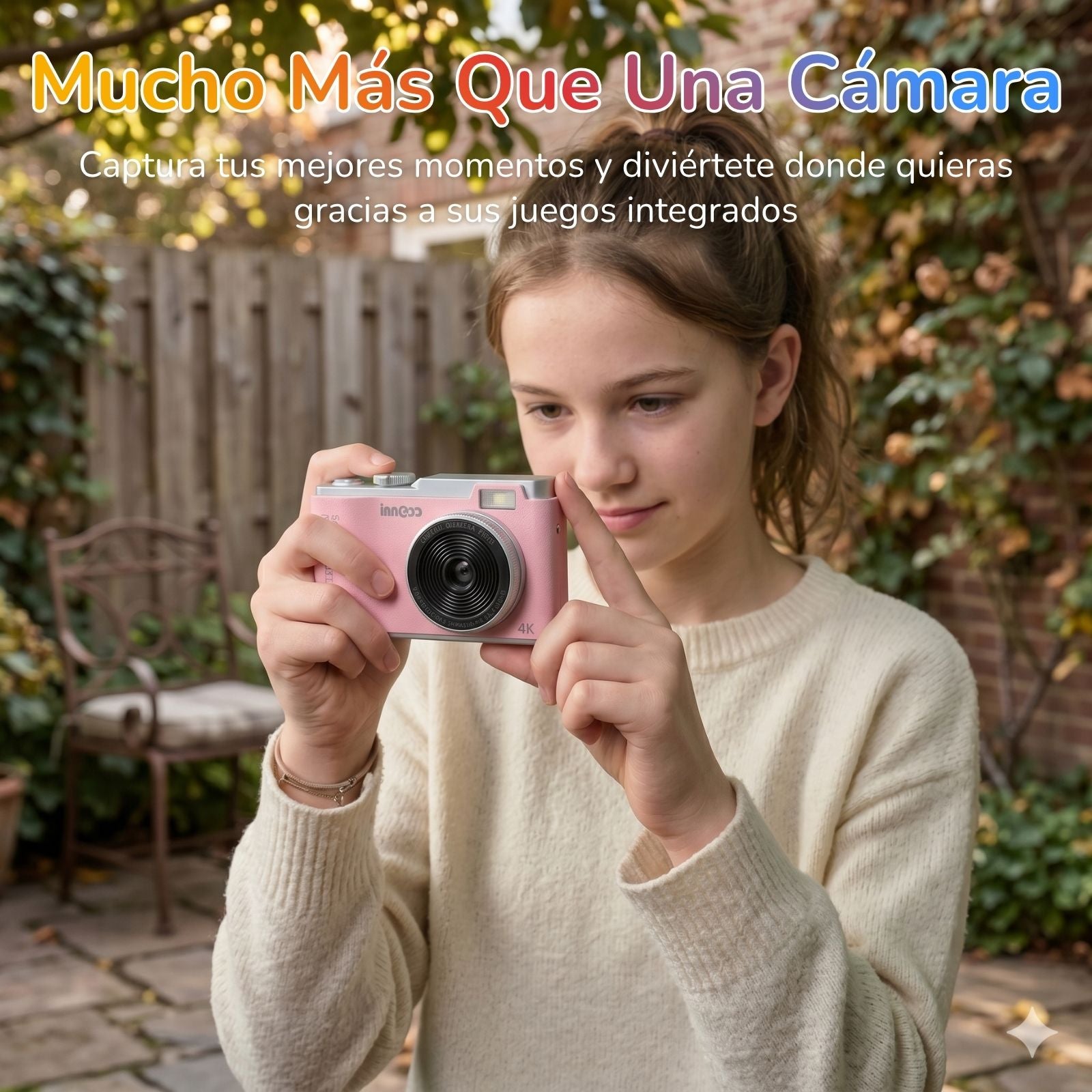 Cámara Retro para Niño 4K Con Fotos Videos Zoom y Juegos