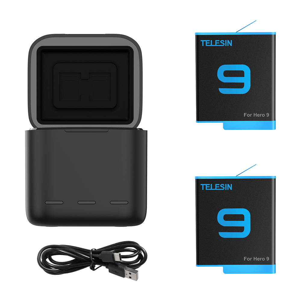 Cargador Cerrado + 2 baterías para GoPro Hero 12 11 10 9