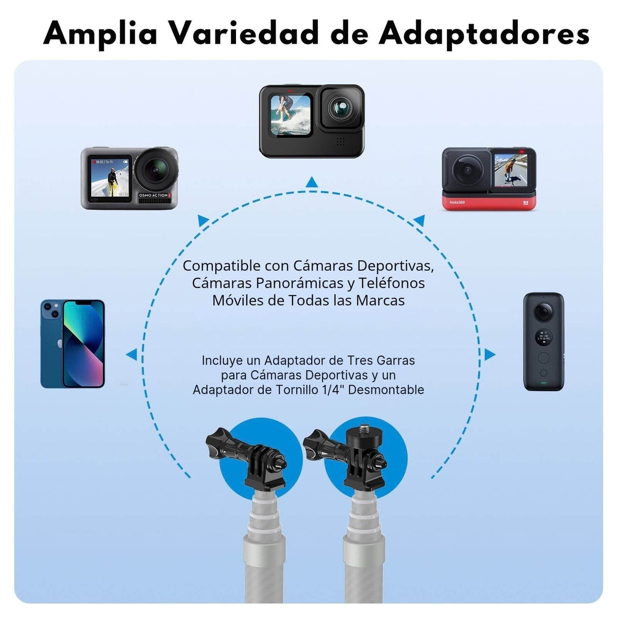 Bastón Selfie 3M Fibra de Carbono para Cámara Insta360 Gopro
