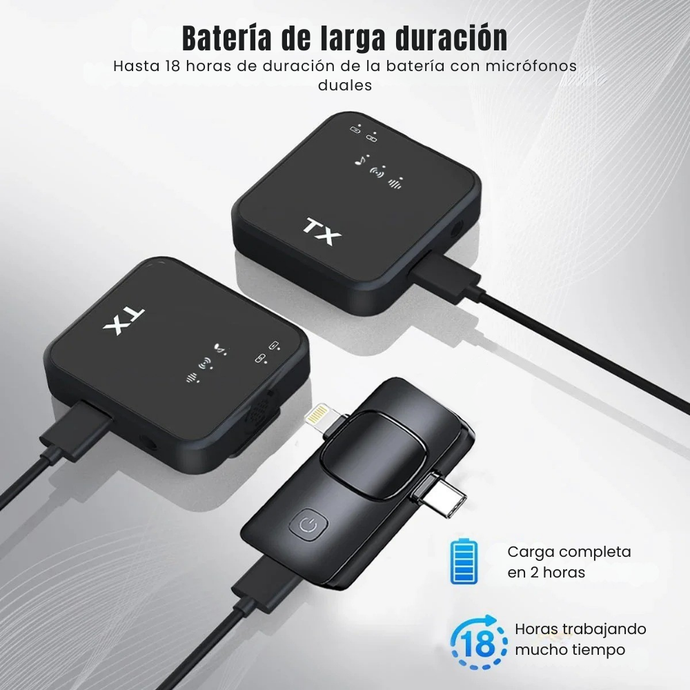Micrófonos Inalámbrico Audio Profesional Tipo-C y Lightning
