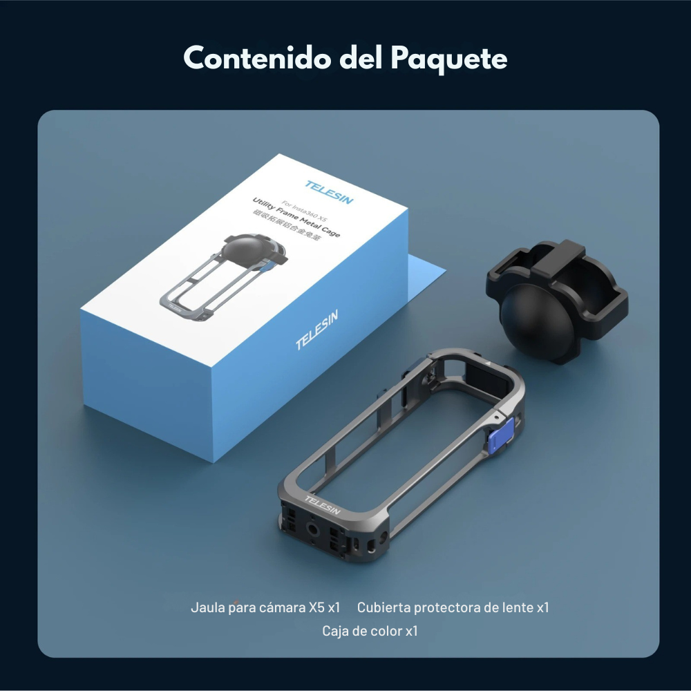 Jaula de Aluminio para Insta360 X5 + Protector - TELESIN