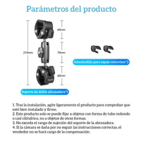 Doble Garra para Moto Bici Tubos con Cámaras GoPro y otras