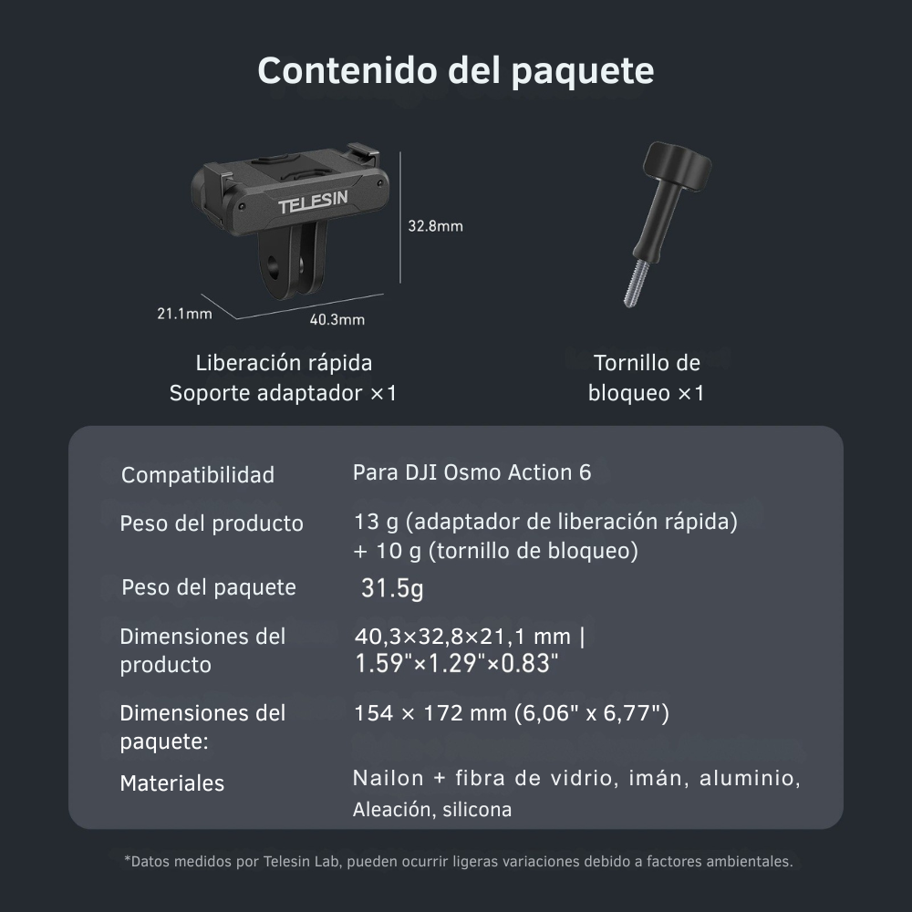 Adaptador Magnético Rápido para DJI Osmo Action 6 y Nano