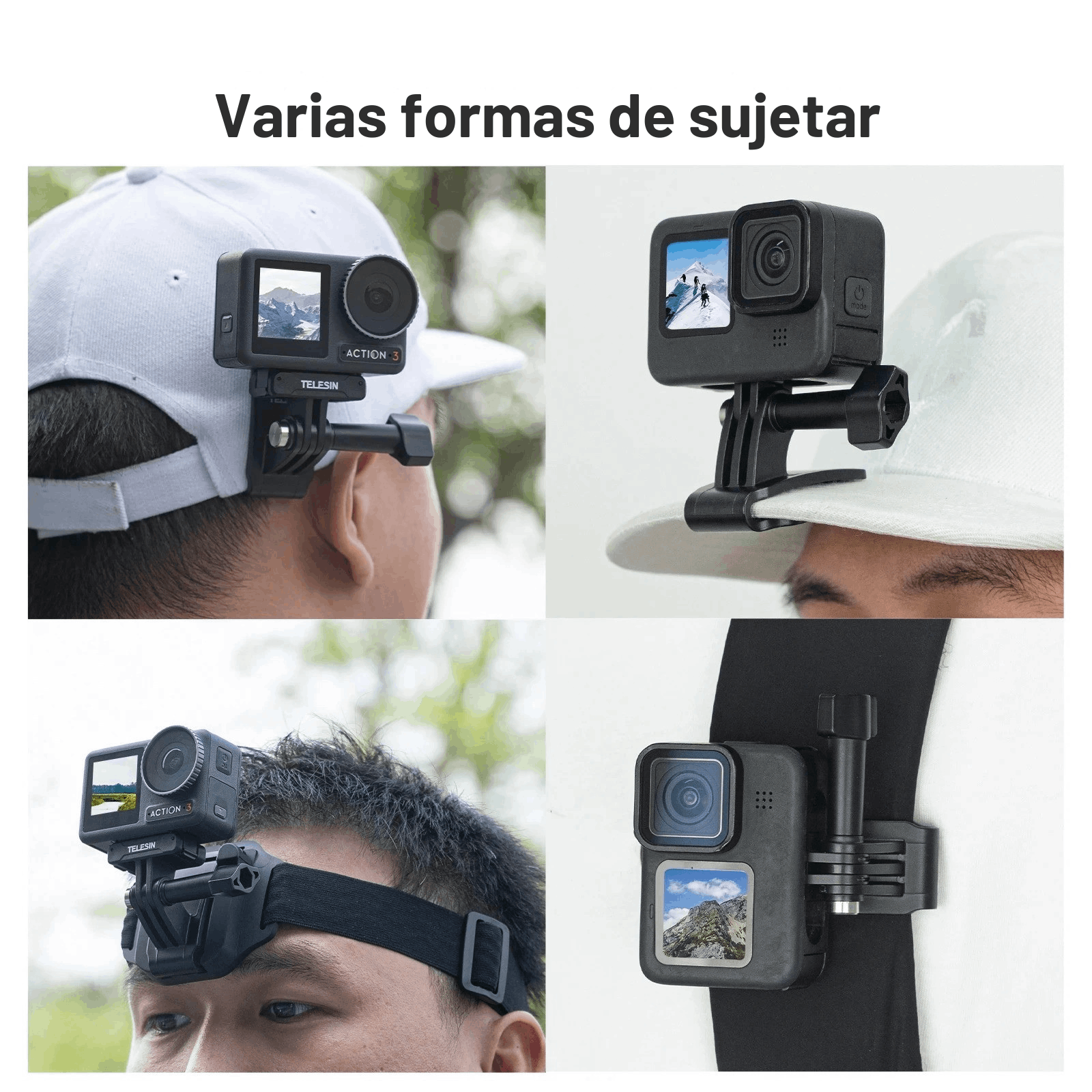 2x1 Arnés Cabeza + Clip Montaje para Cámara Gopro, Insta360