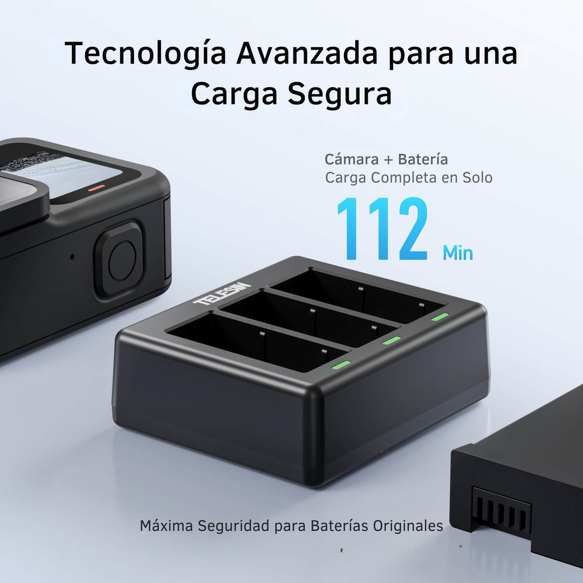 Cargador Triple con 2 Baterias para GoPro 13 Black Telesin