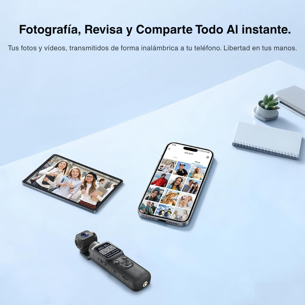 Cámara Pocket 4K 75MP con Gimbal 3 Ejes para Vlog Contenido