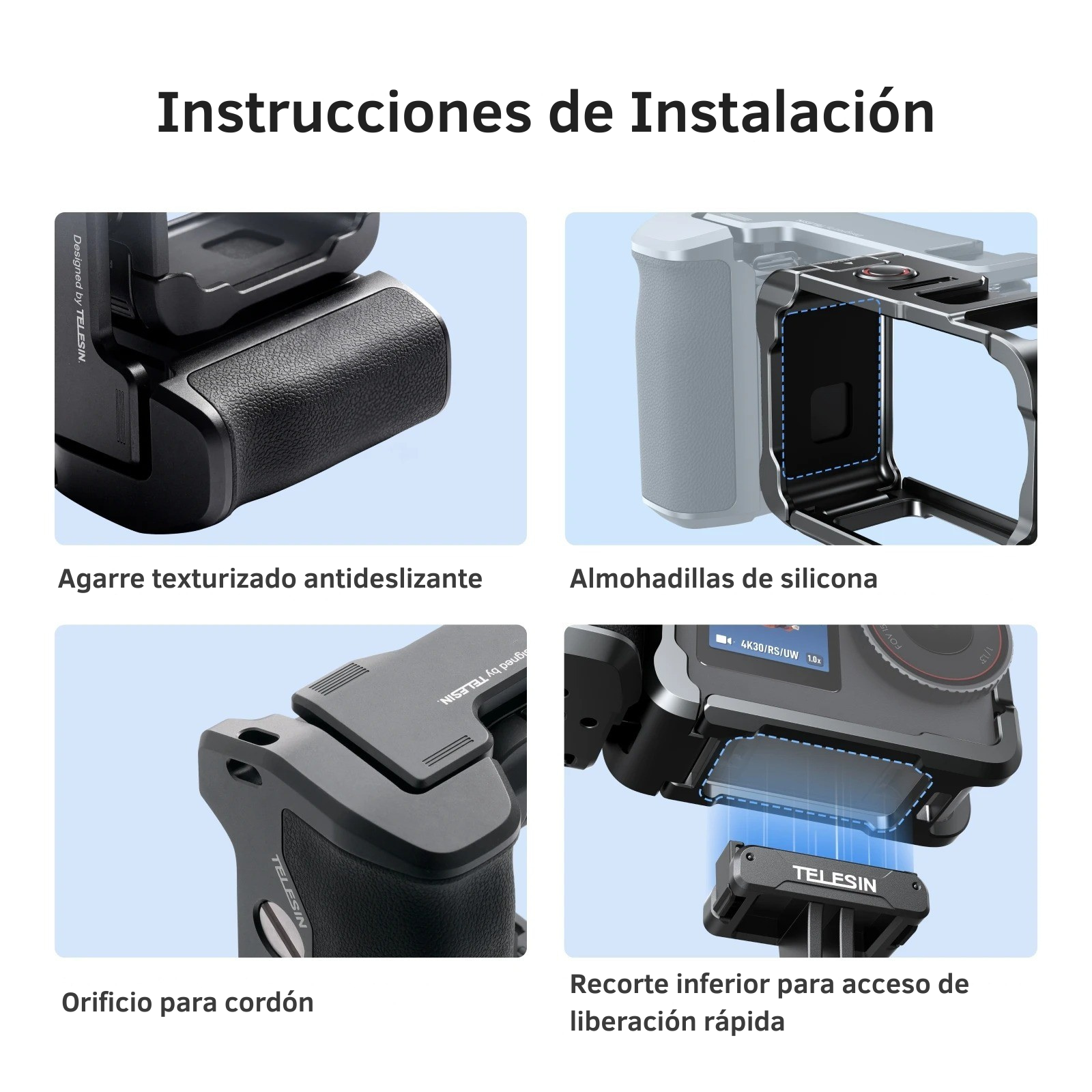 Kit Grip + Jaula Aluminio Empuñadura para DJI Osmo Action 6