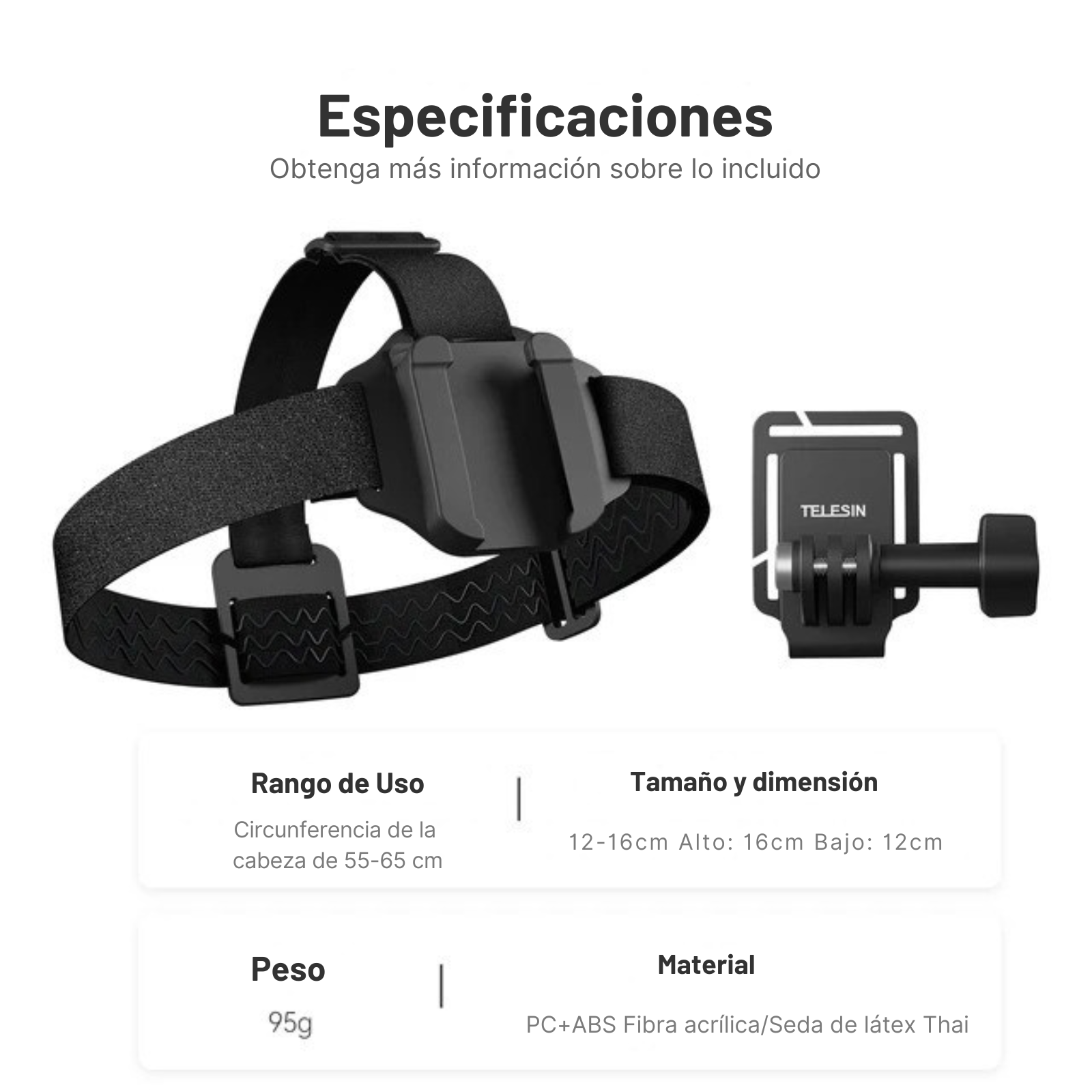 2x1 Arnés Cabeza + Clip Montaje para Cámara Gopro, Insta360