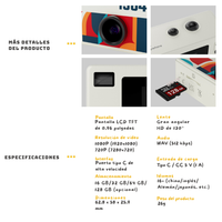 Mini Cámara Digital Portátil Full HD 1080p + MicroSD 32GB