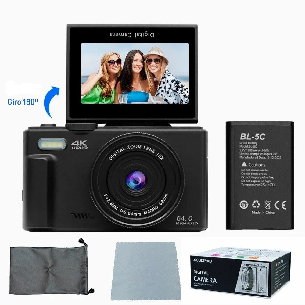 Cámara Fotografíca Digital 4K 30fps 64MP Pantalla Giratoria