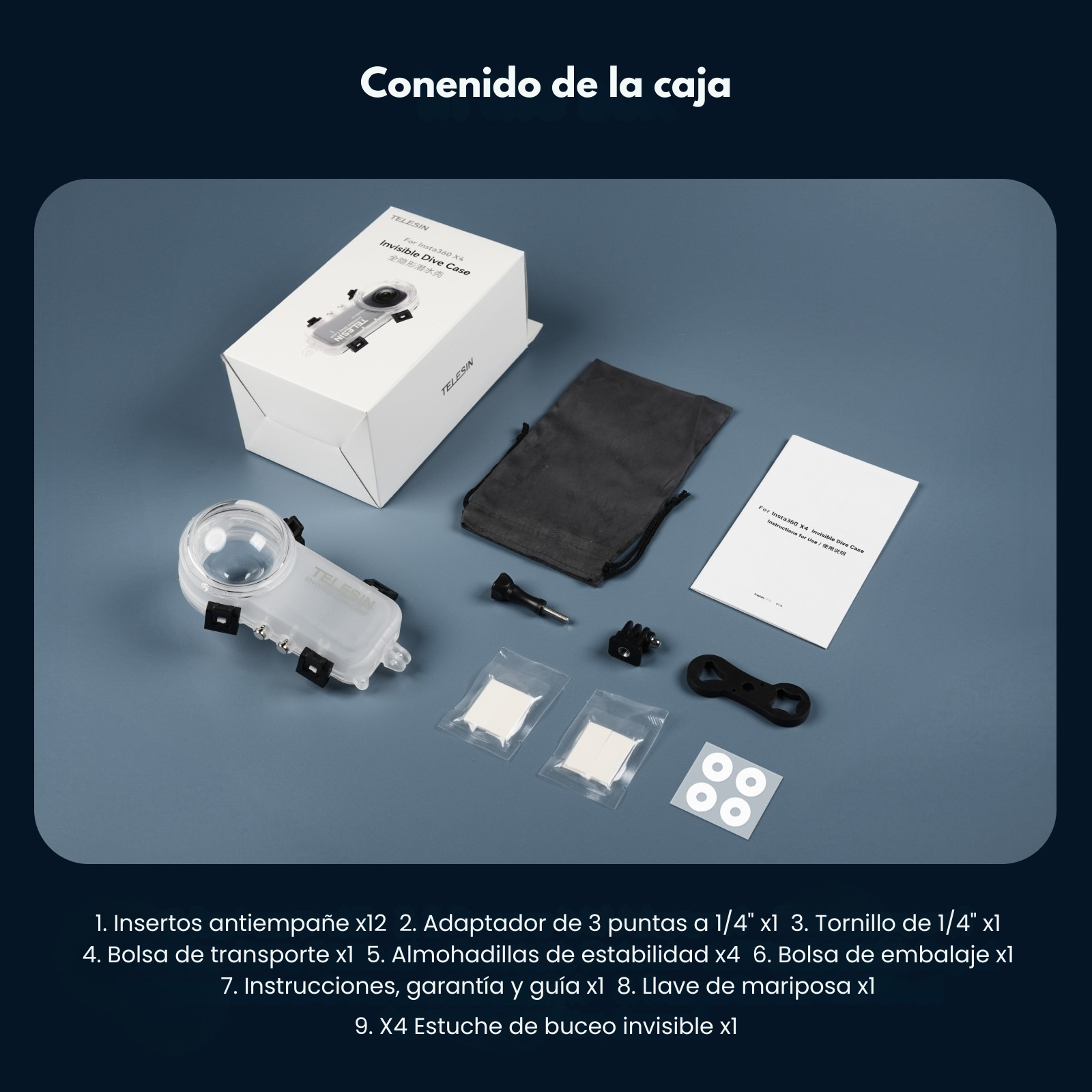 Carcasa Sumergible para Insta360 X4 50M Invisible - TELESIN