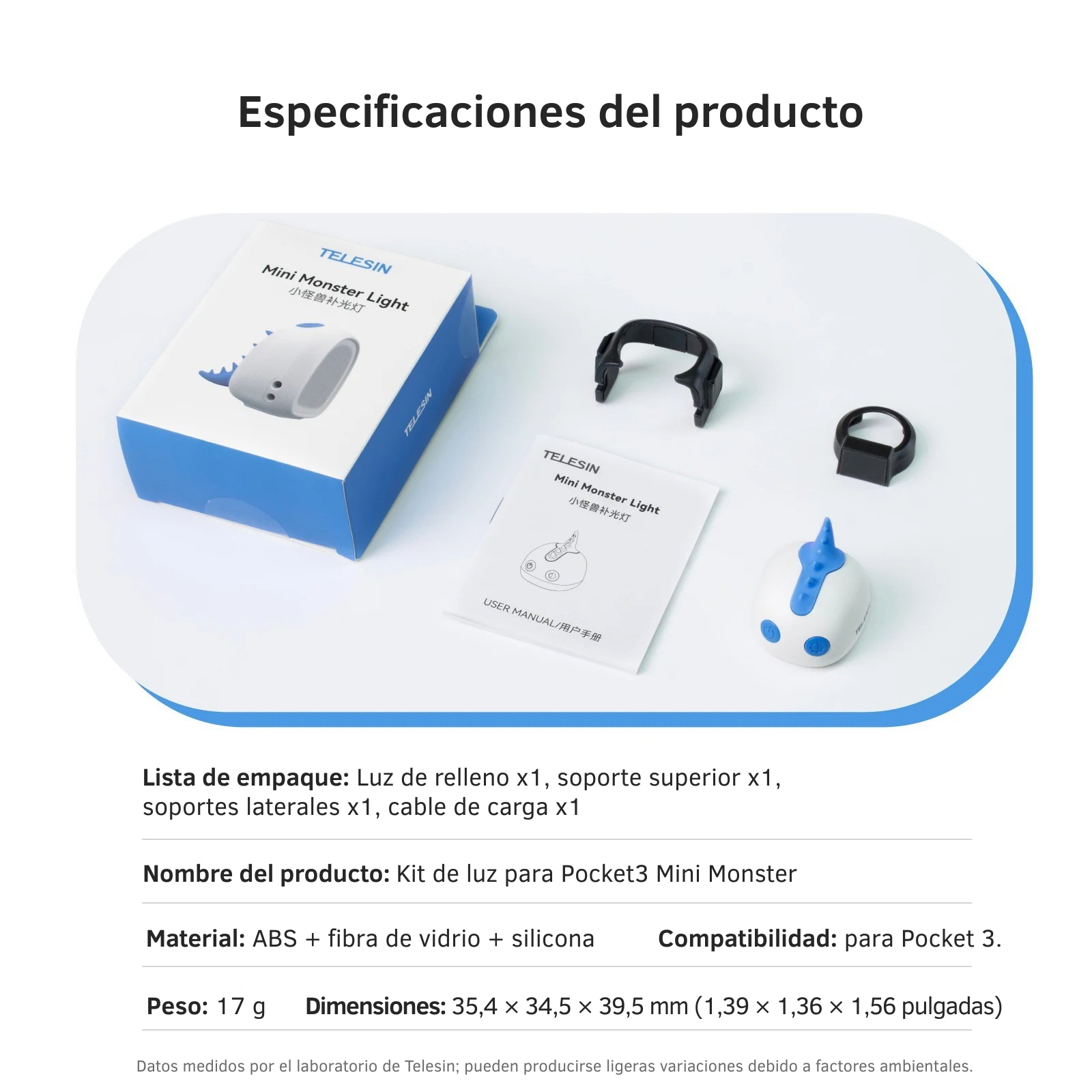 Mini Luz Monstruo LED para Cámara DJI Osmo Pocket 3 y 4