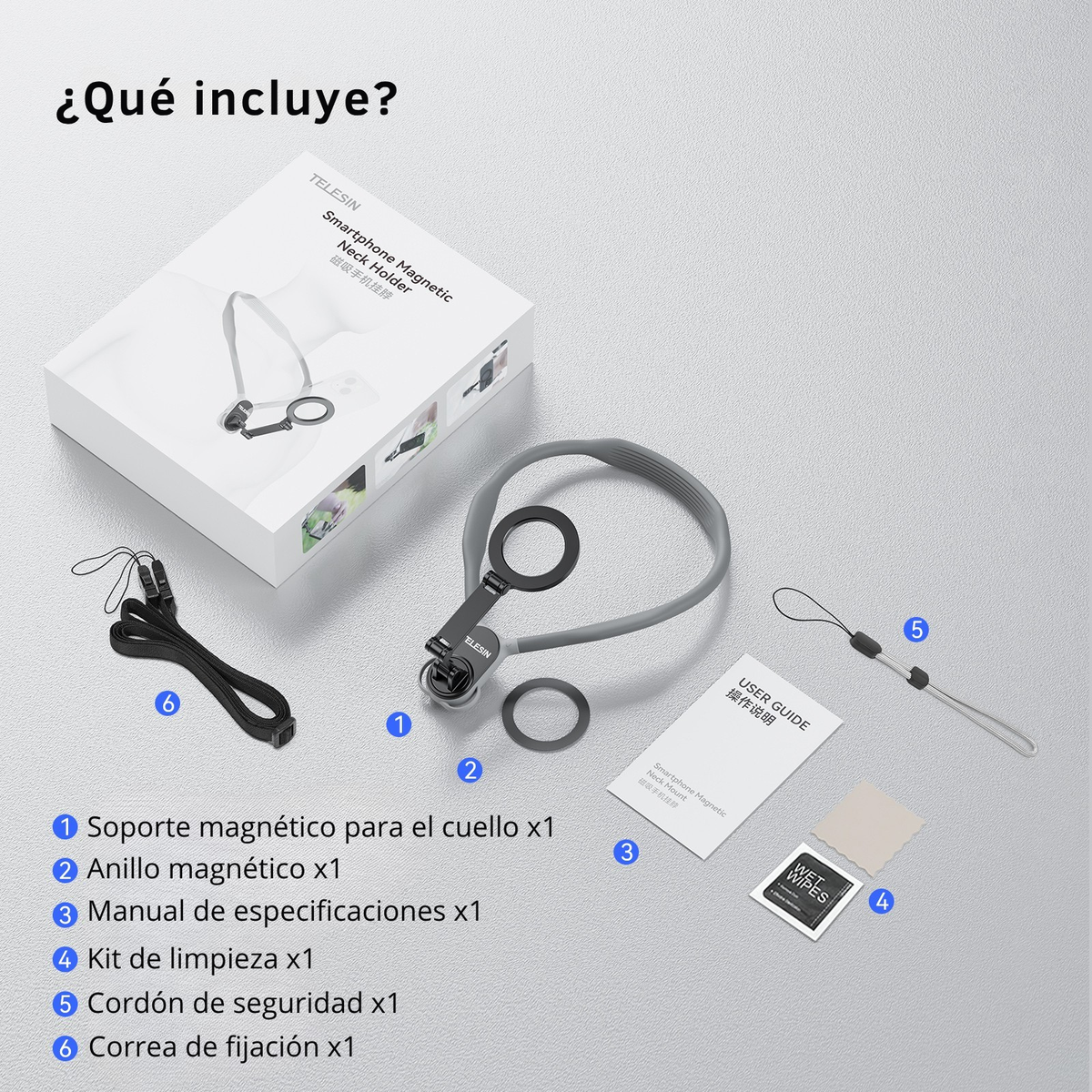 Soporte Correa de Cuello Magnético para Smartphone - Telesin