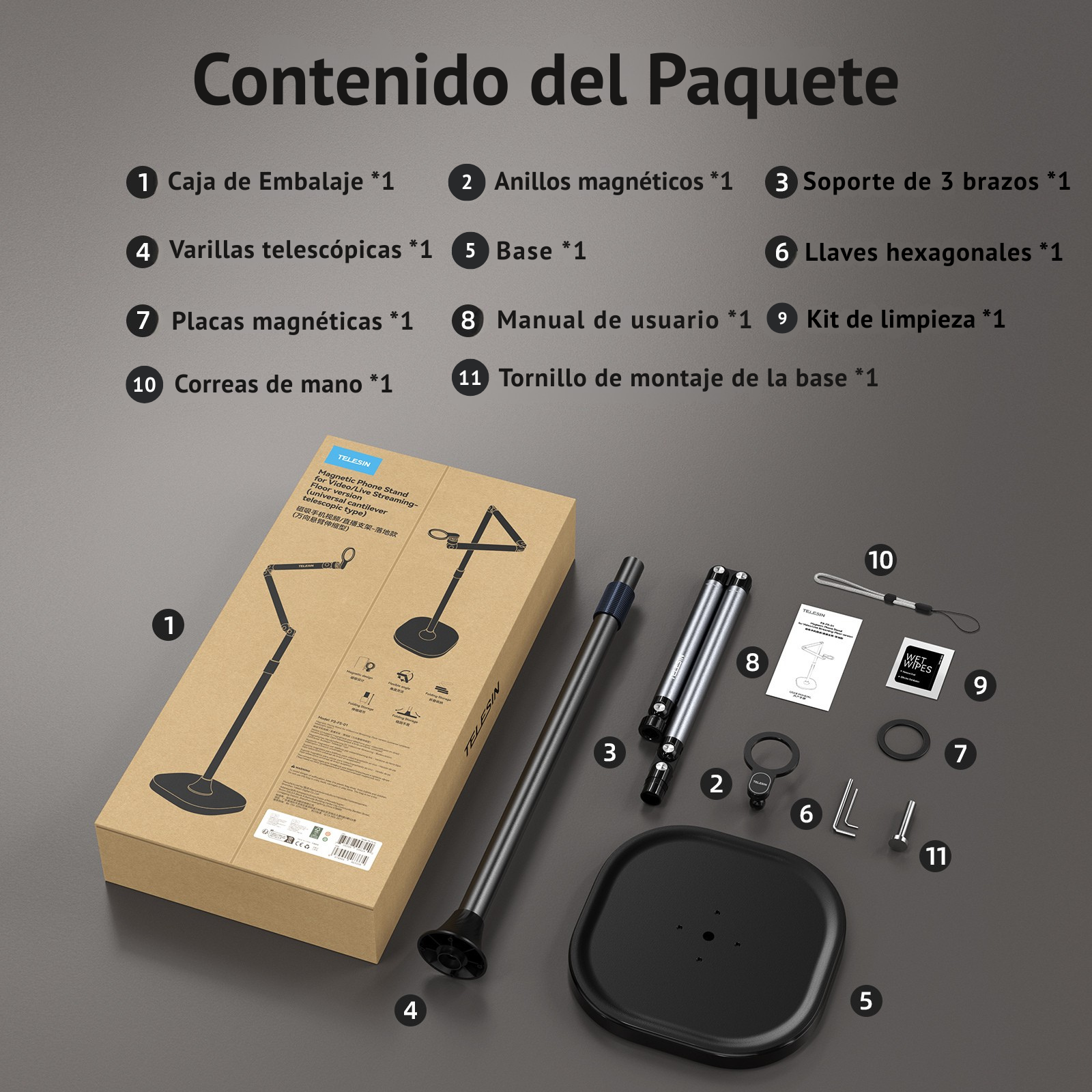 Soporte Piso Magnético Pro para Celular Streaming Contenido