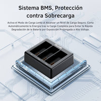 Cargador Triple con 2 Baterias para GoPro 13 Black Telesin
