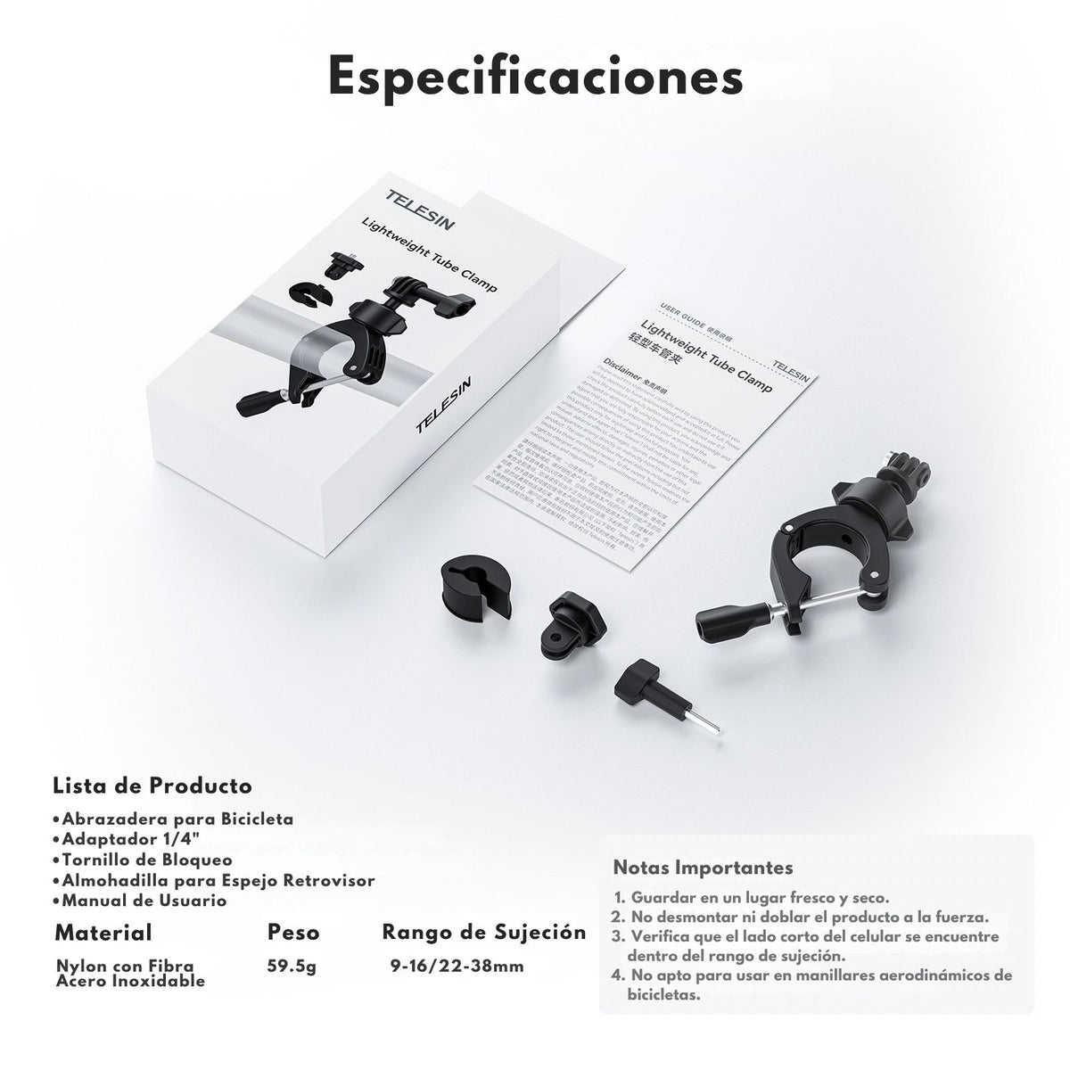 Soporte Manubrio 360° Moto Bici para Cámara Gopro DJI otras