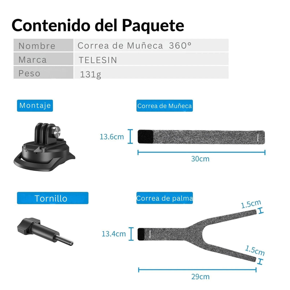 Correa de Muñeca 360° para Cámara Deportiva Gopro y otras