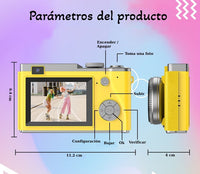Cámara Retro Moda Digital 4K 64MP 16X para Niños y Adultos
