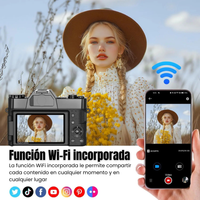 Cámara Digital 6K 64MP Pantalla 180° con WiFi y Zoom 16X