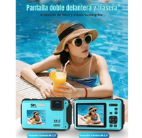 Cámara Sumergible 5K 64MP con WiFi y Doble Pantalla Zoom 16X