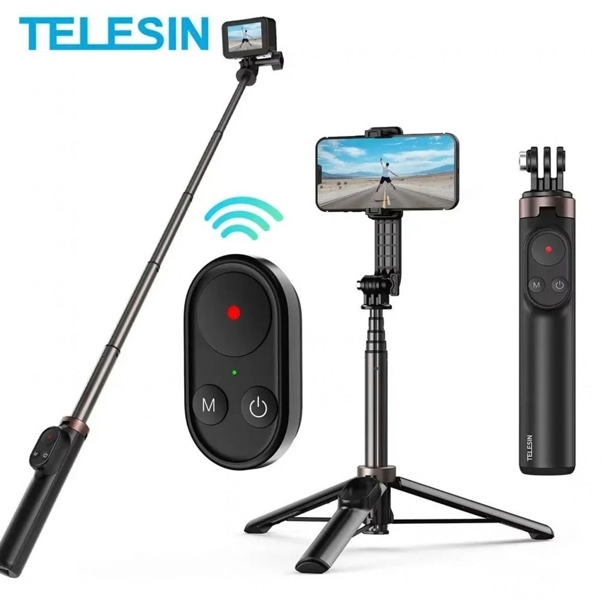 Bastón Selfie Trípode 120cm con Control para Cámara Teléfono