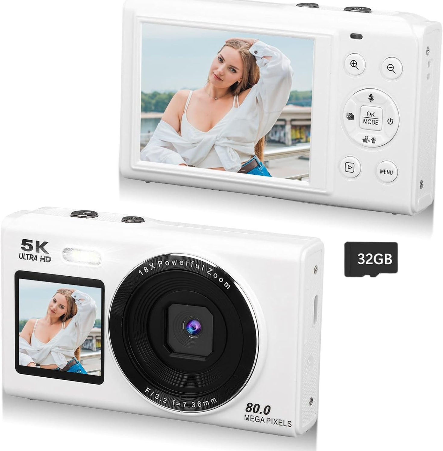 Cámara Digital Doble Pantalla 80MP 5K con Zoom 18x y WiFi