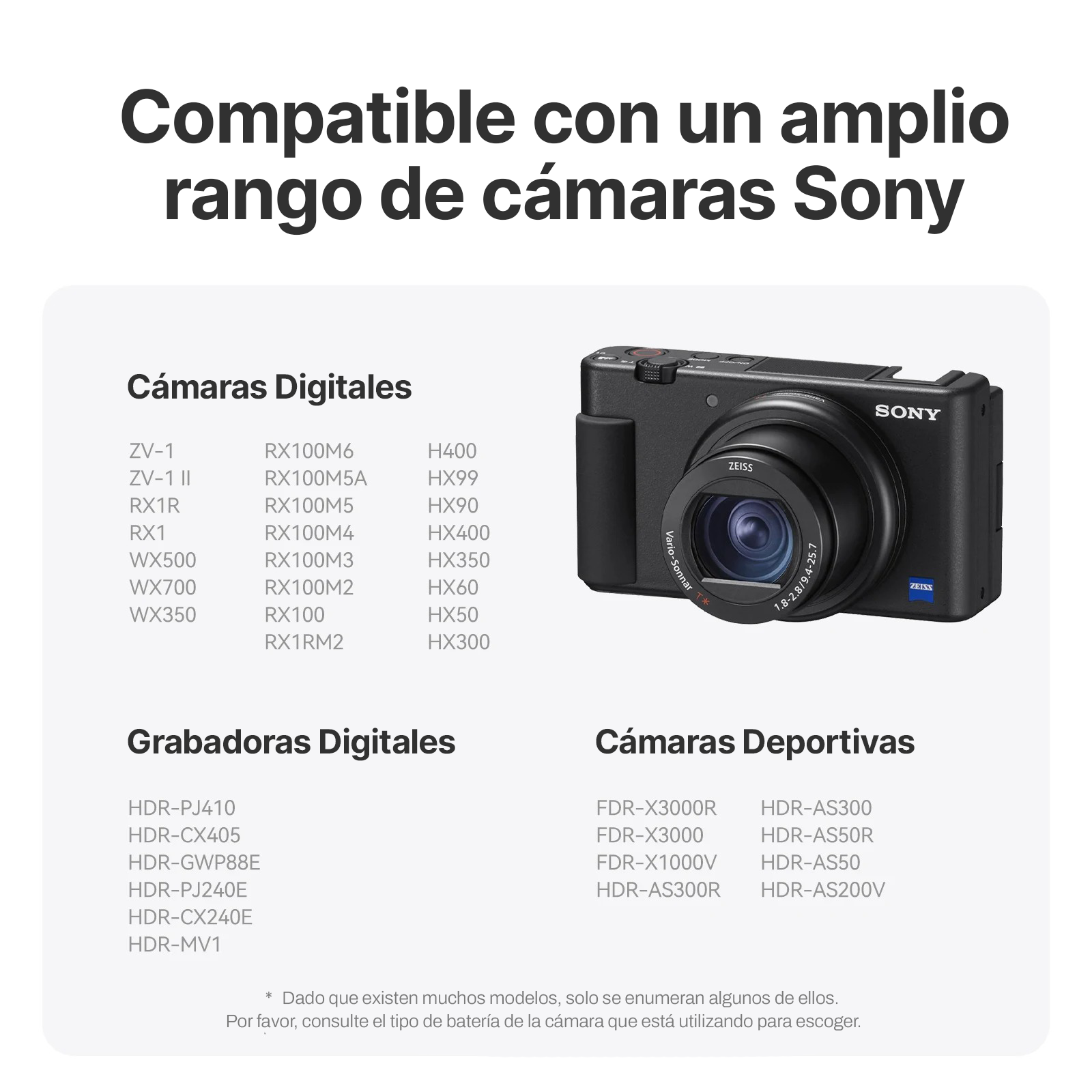 Batería para Diferentes Cámaras Sony NP-BX1 - Telesin
