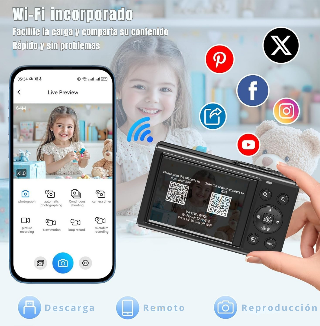 Cámara Digital Doble Pantalla 80MP 5K con Zoom 18x y WiFi