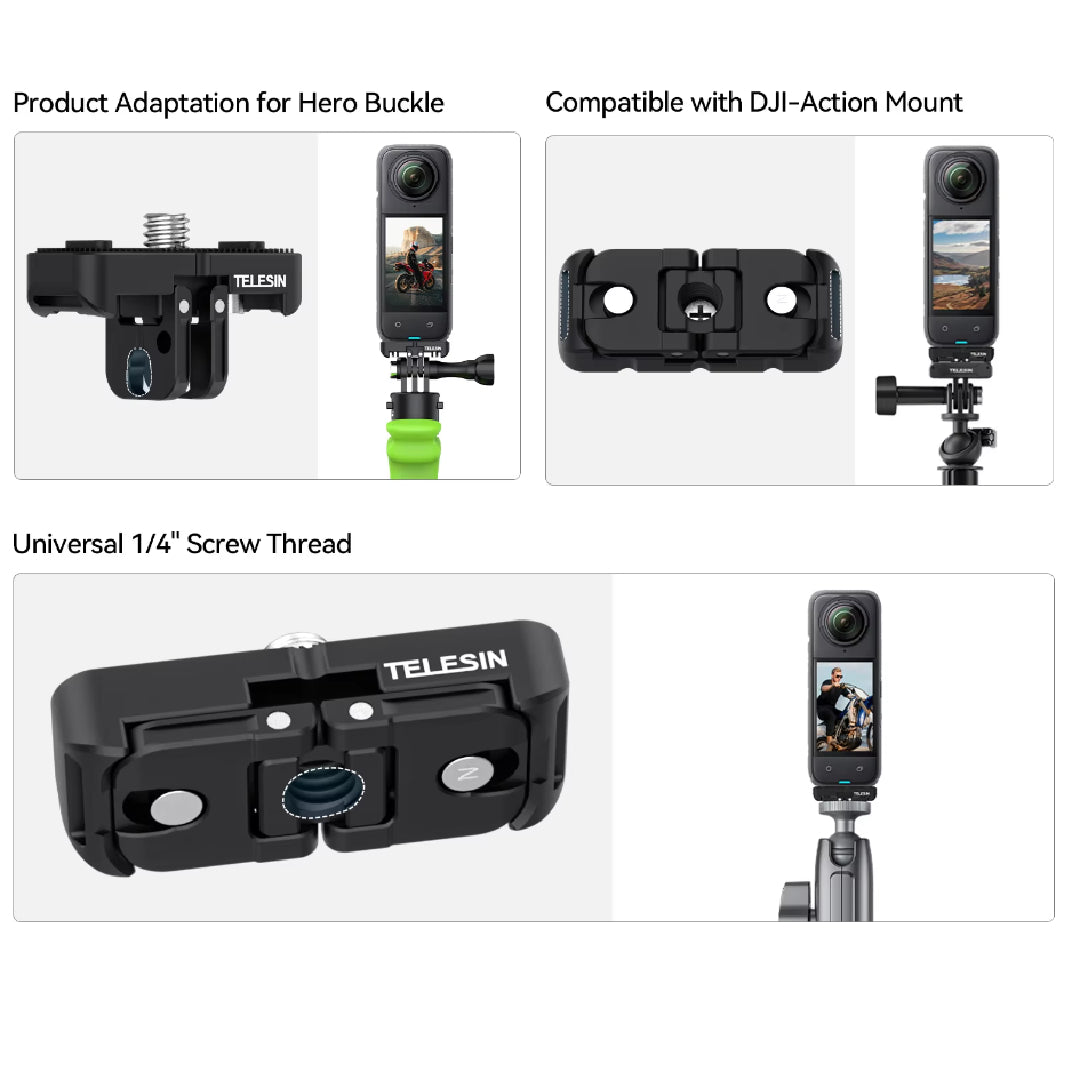 Adaptador Magnético para Insta360 X4/X5 Dos Garras para Montaje