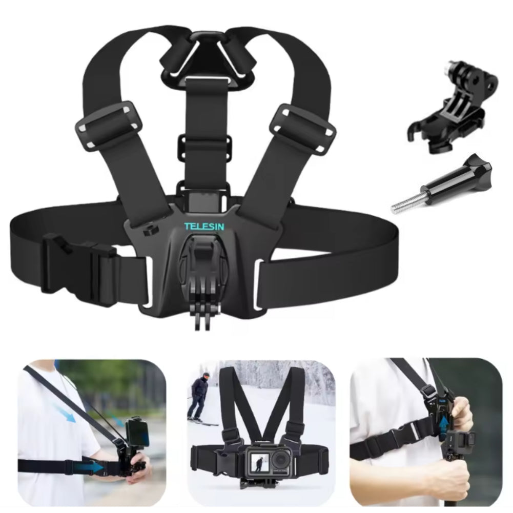 Arnés De Pecho + J + Tornillo Para GoPro y otras Cámaras