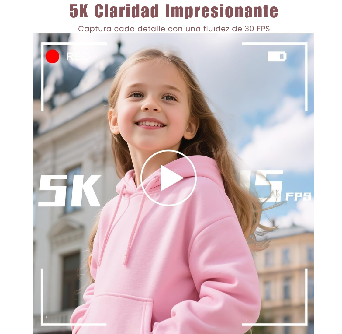 Cámara 5K Digital Fotografíca 75MP con Pantalla Giratoria - Rosado