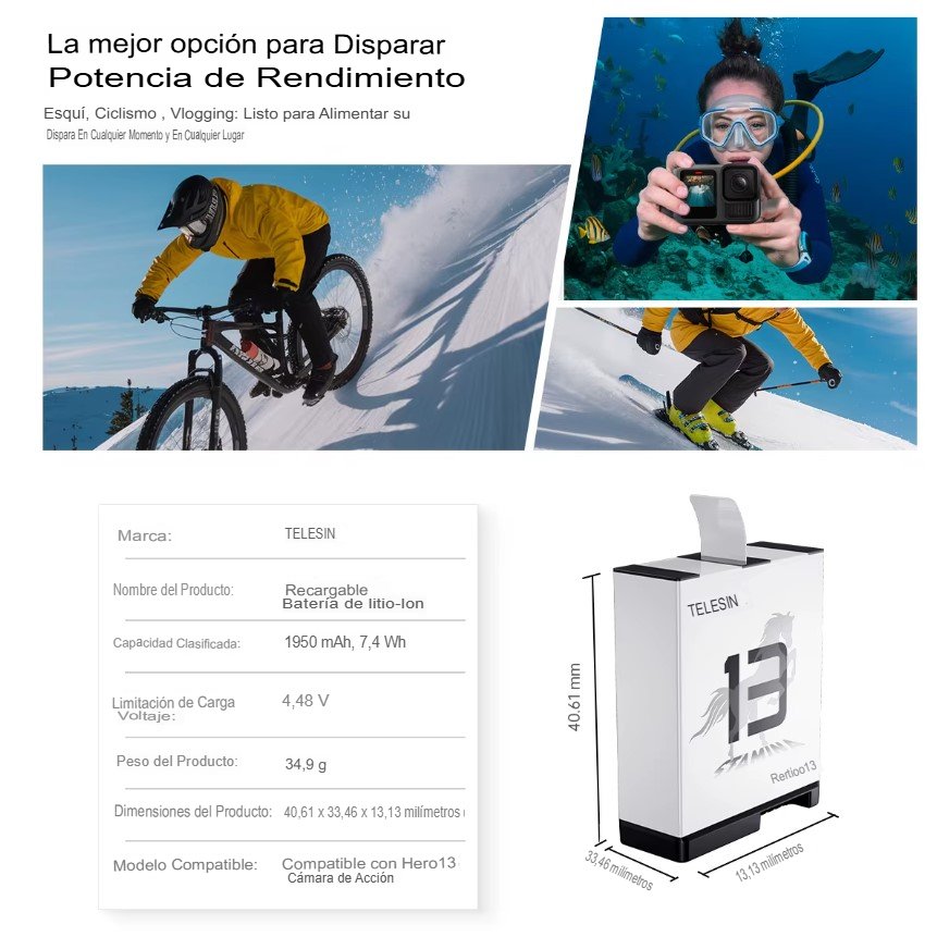 Batería Enduro para GoPro Hero 13 Black - Telesin