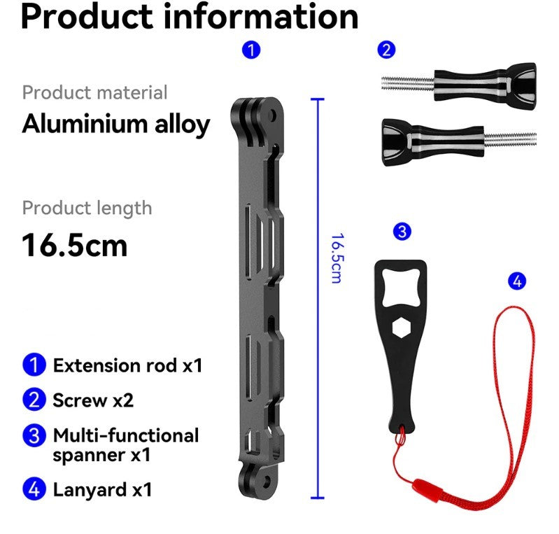 Extensión de Aluminio para Cámara Gopro u otras - Telesin
