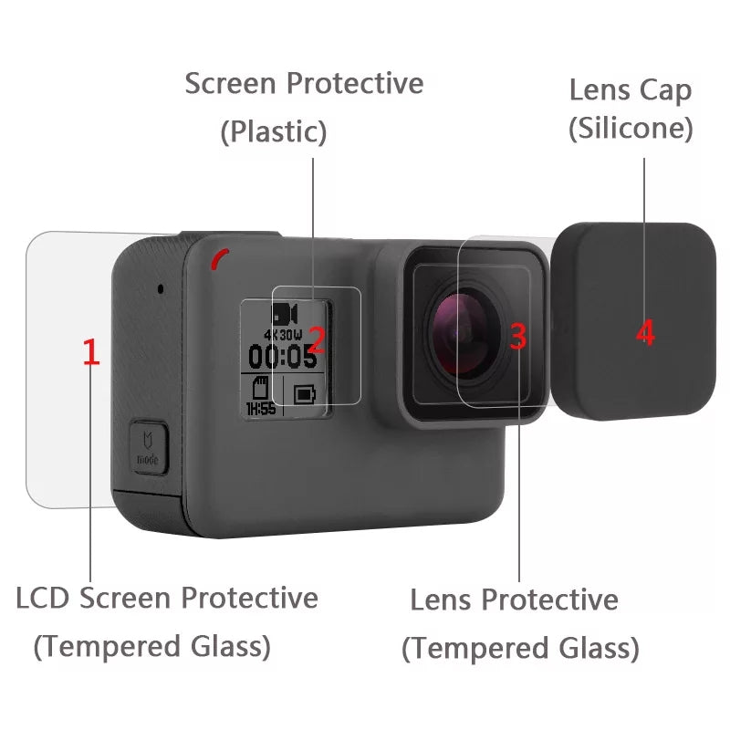 Lamina + Protección Lente para Gopro 5 6 7 Black