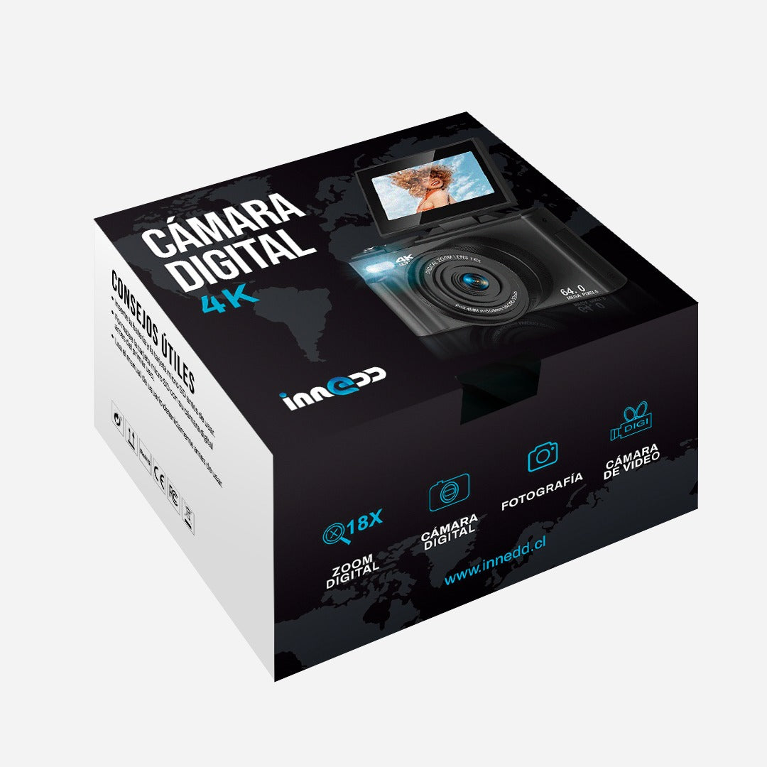 Cámara Fotografíca Digital 4K 30fps 64MP Pantalla Giratoria