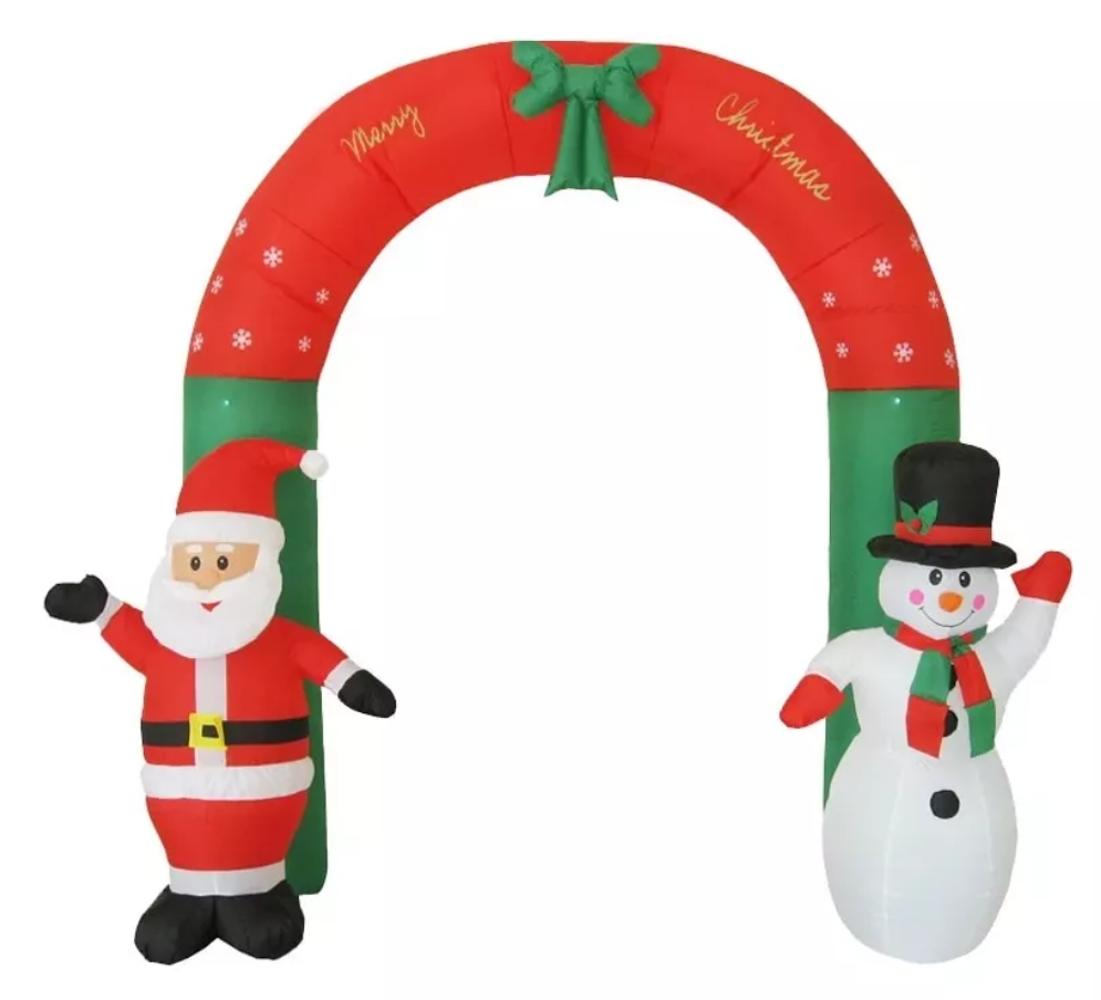 Arco Navidad Inflable Pascuero y Muñeco 2.4 Mts + Compresor