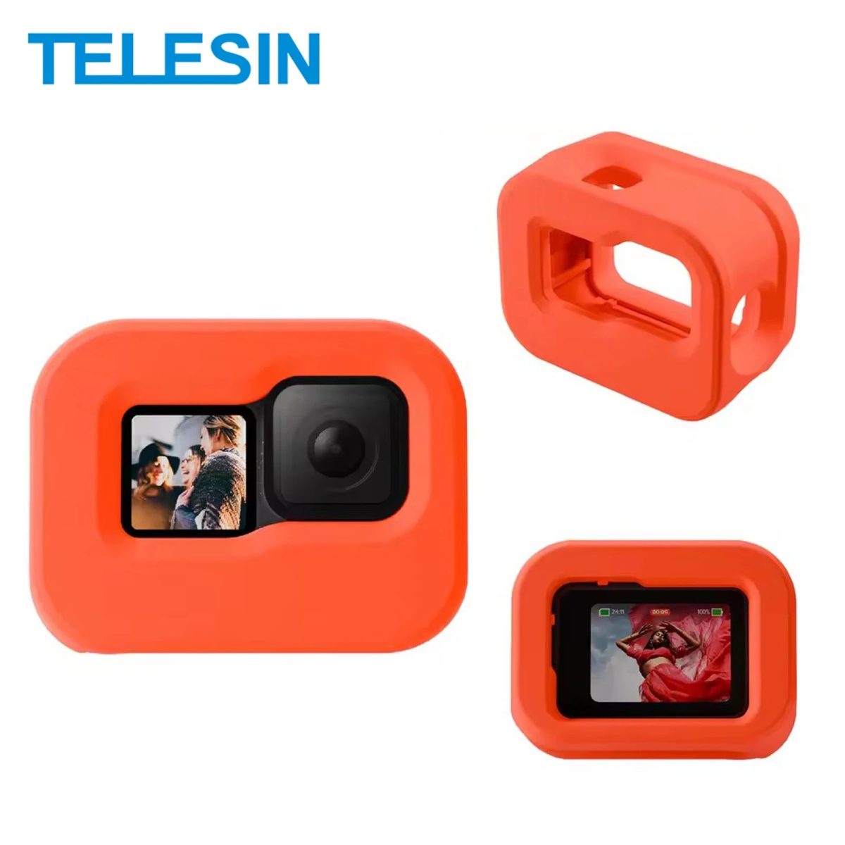 Funda Flotante Naranja para Gopro 9/10/11/12/13 - Telesin